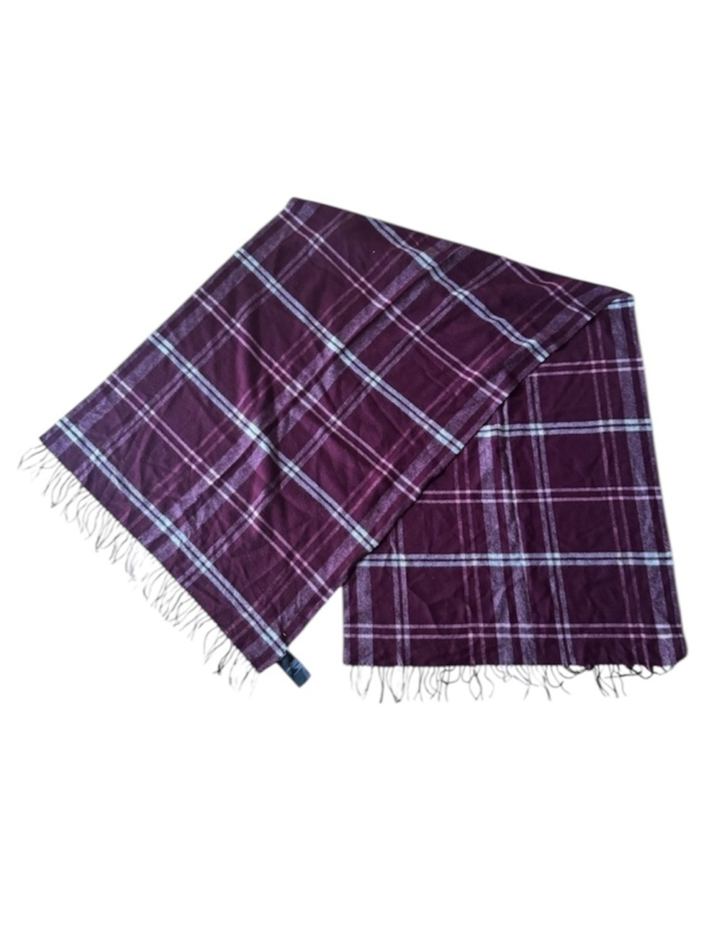 Club Monaco Wool Blanket Scarf Plaid Fringe